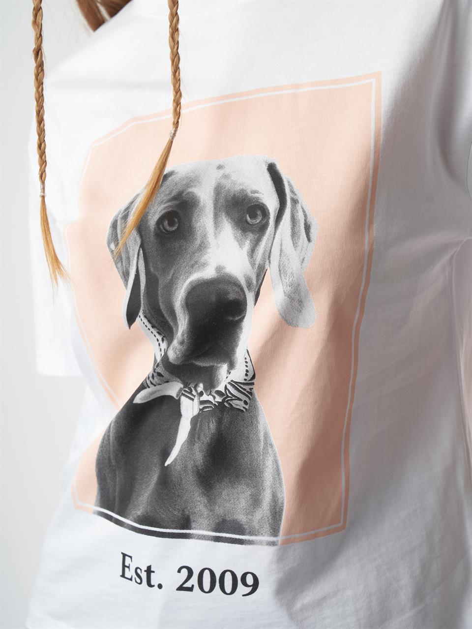Baskılı Kısa Kol T-shirt Beyaz