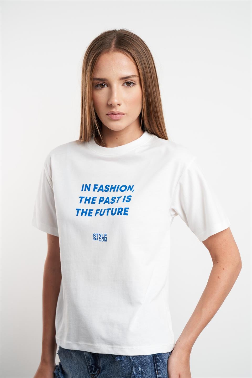 Baskılı Kısa Kol T-shirt Ekru