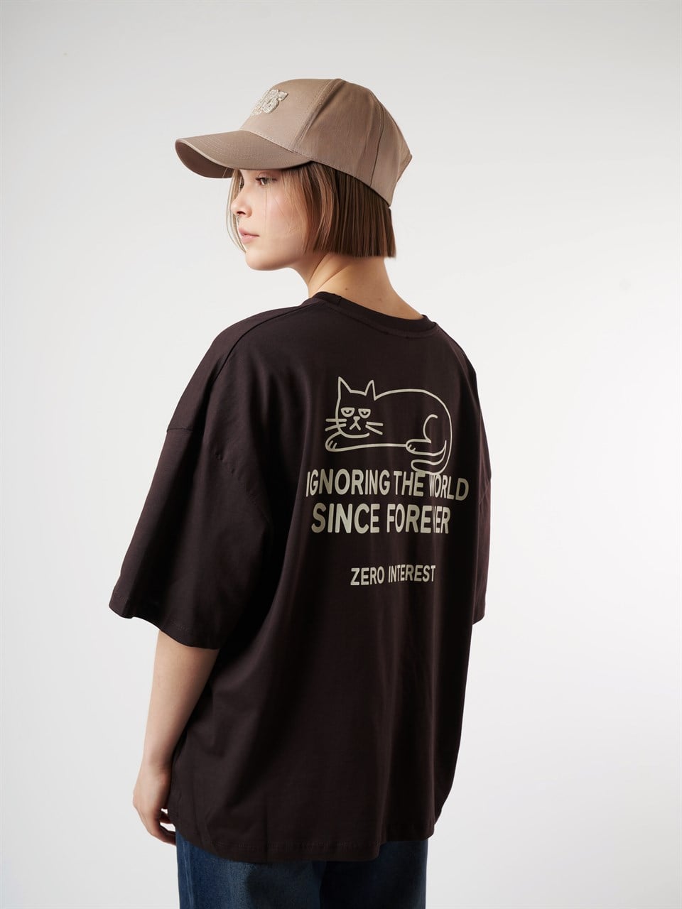 Baskılı Kısa Kol T-shirt Kahve