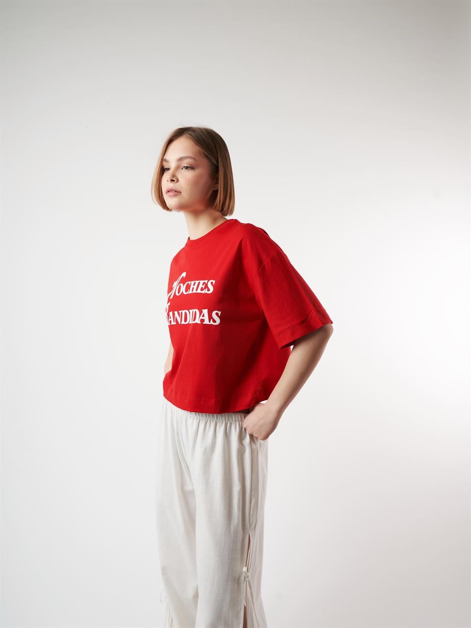 Baskılı Kısa Kol T-shirt Kırmızı
