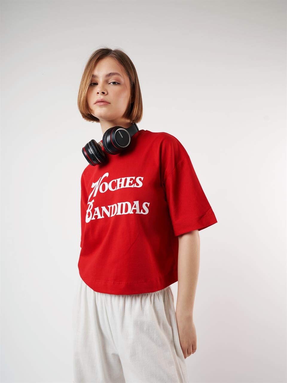 Baskılı Kısa Kol T-shirt Kırmızı