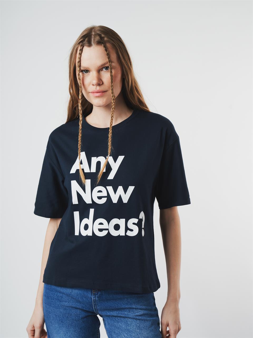 Baskılı Kısa Kol T-shirt Lacivert