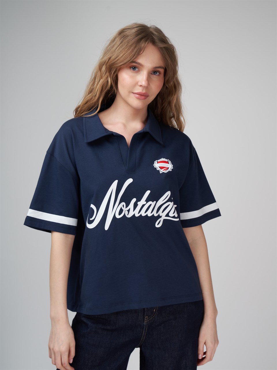Baskılı Kısa Kol T-shirt Lacivert