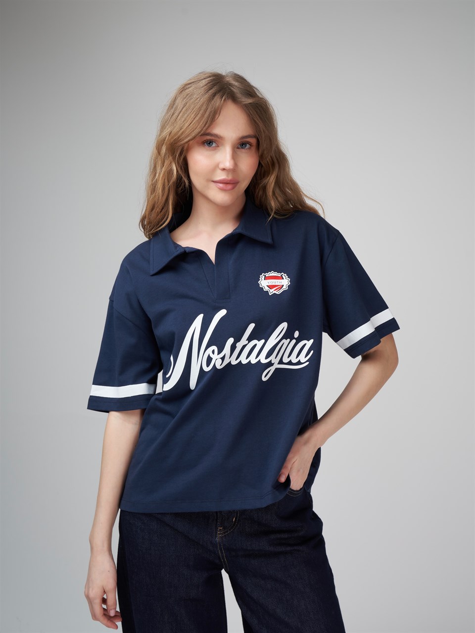 Baskılı Kısa Kol T-shirt Lacivert