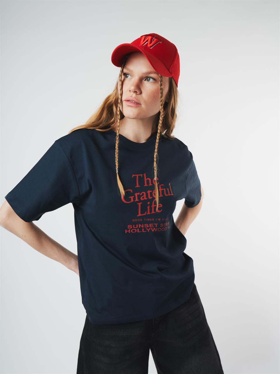 Baskılı Kısa Kol T-shirt Lacivert