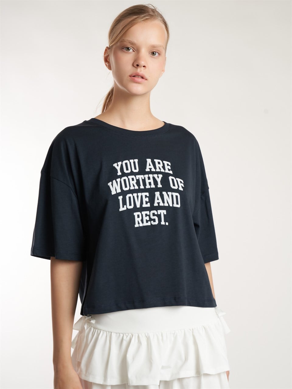 Baskılı Kısa Kol T-shirt Lacivert