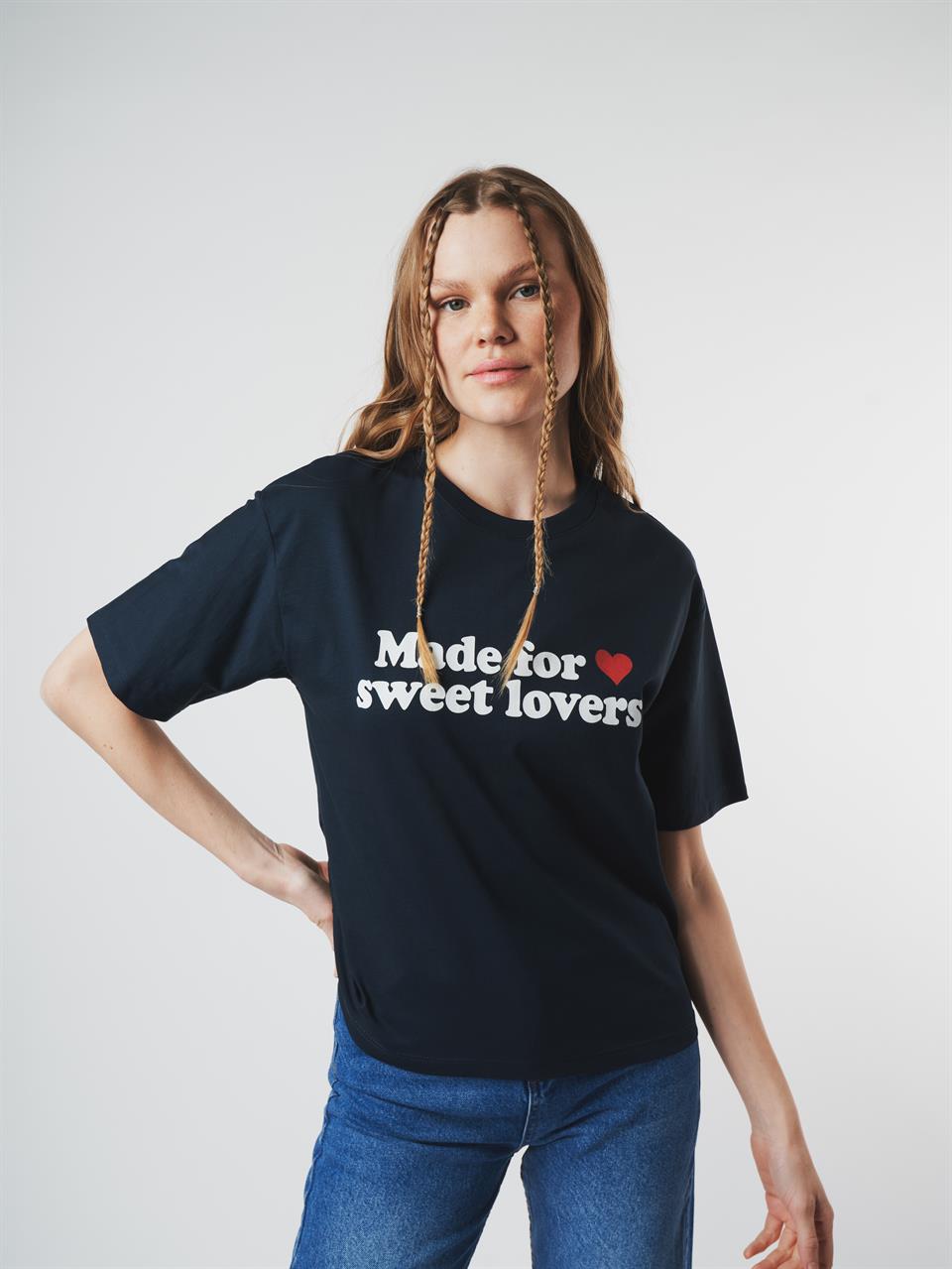 Baskılı Kısa Kol T-shirt Lacivert
