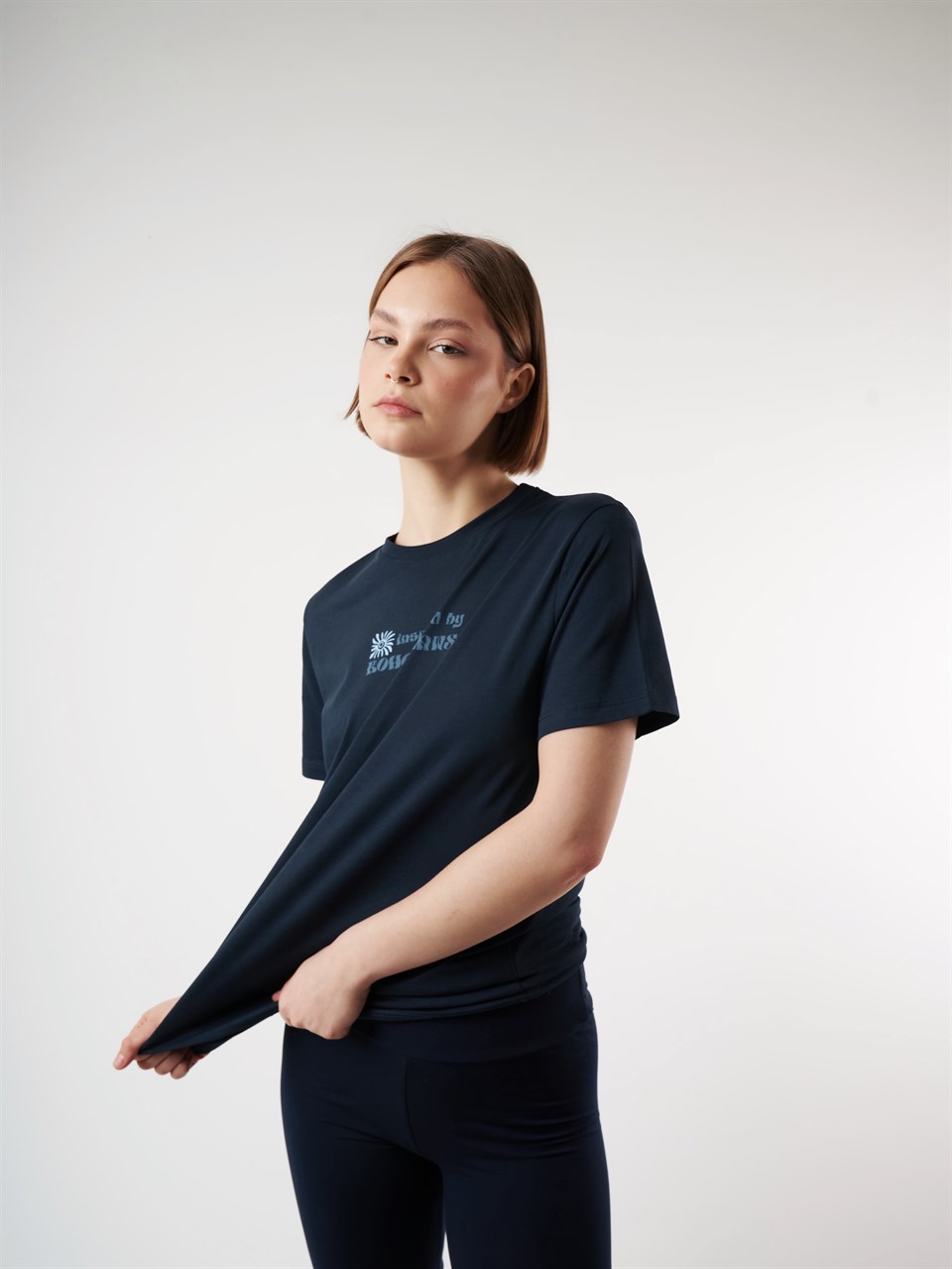 Baskılı Kısa Kol T-shirt Lacivert