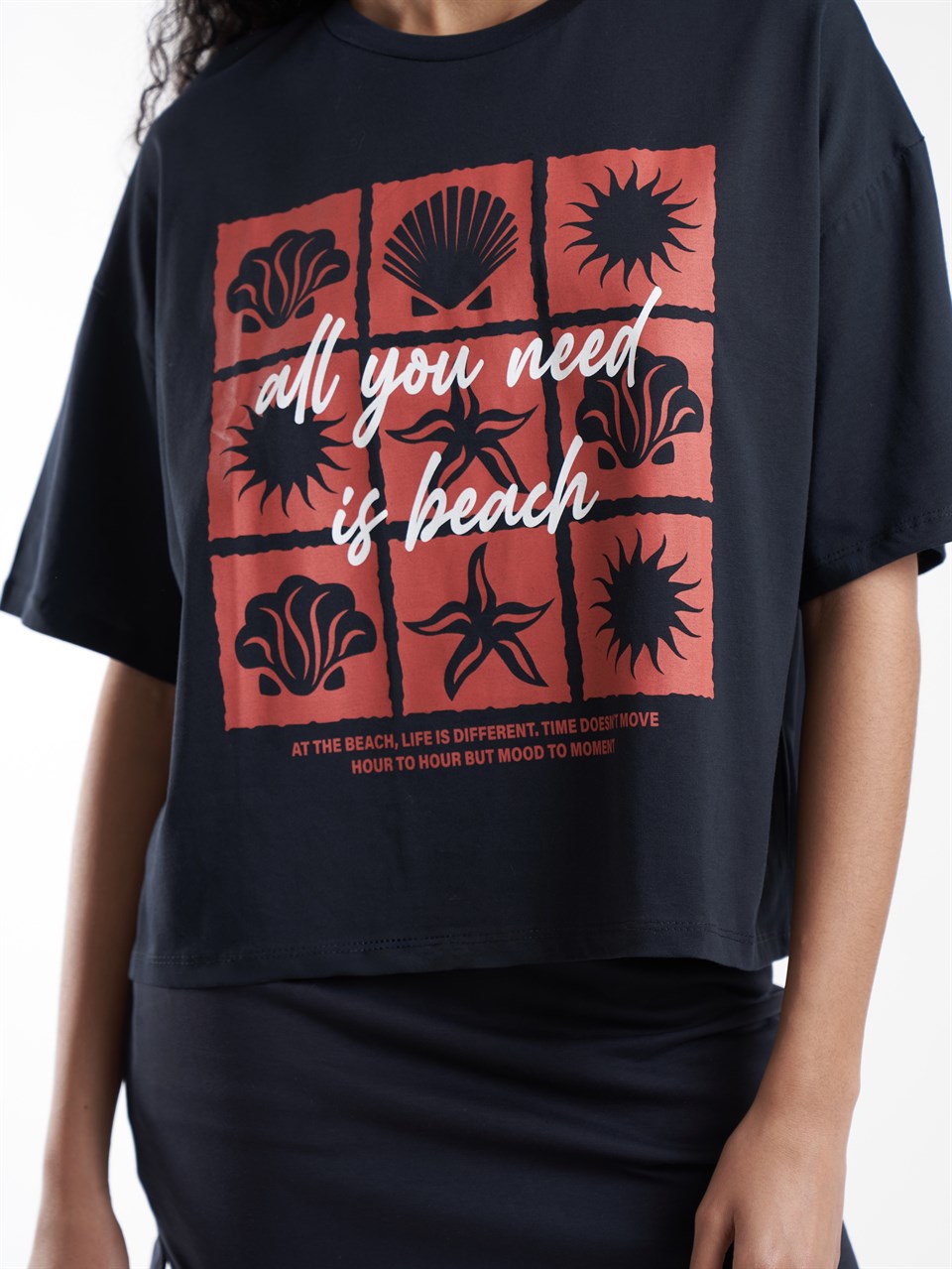 Baskılı Kısa Kol T-shirt Lacivert
