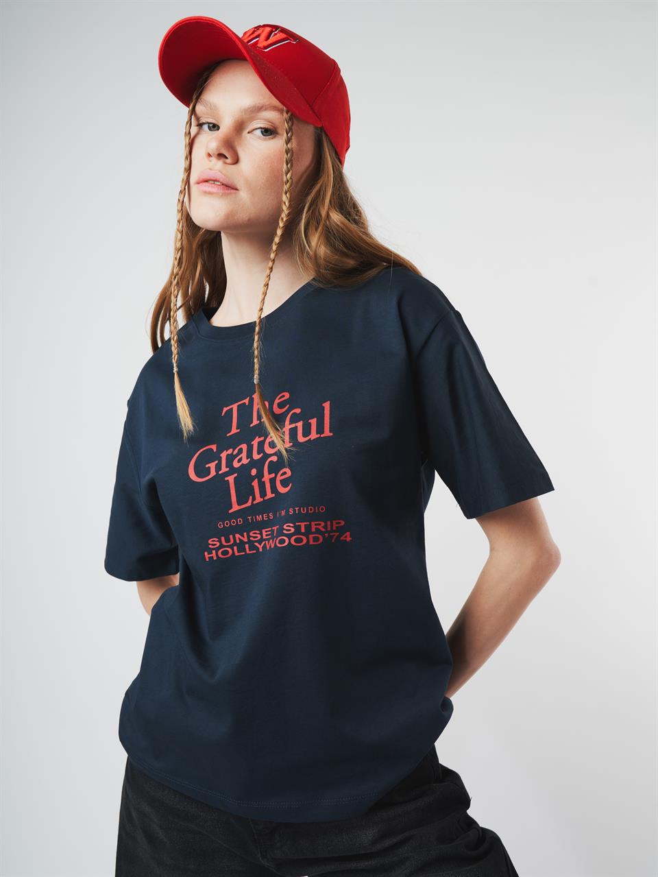 Baskılı Kısa Kol T-shirt Lacivert