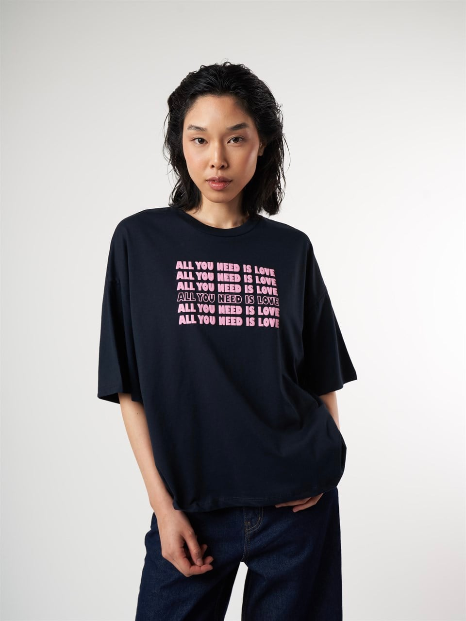 Baskılı Kısa Kol T-shirt Lacivert