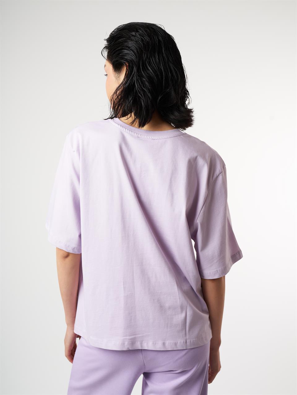 Baskılı Kısa Kol T-shirt Lila