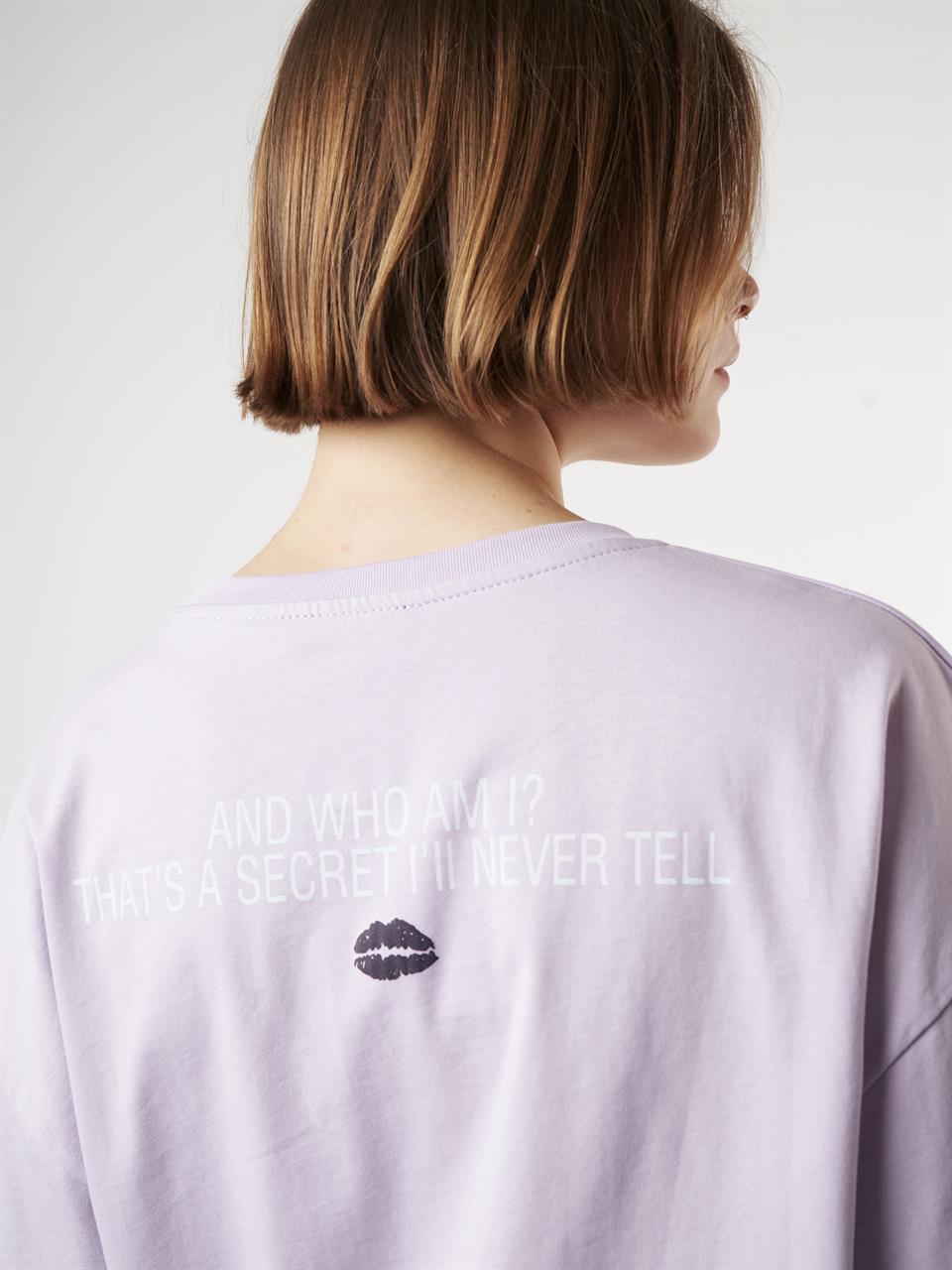 Baskılı Kısa Kol T-shirt Lila