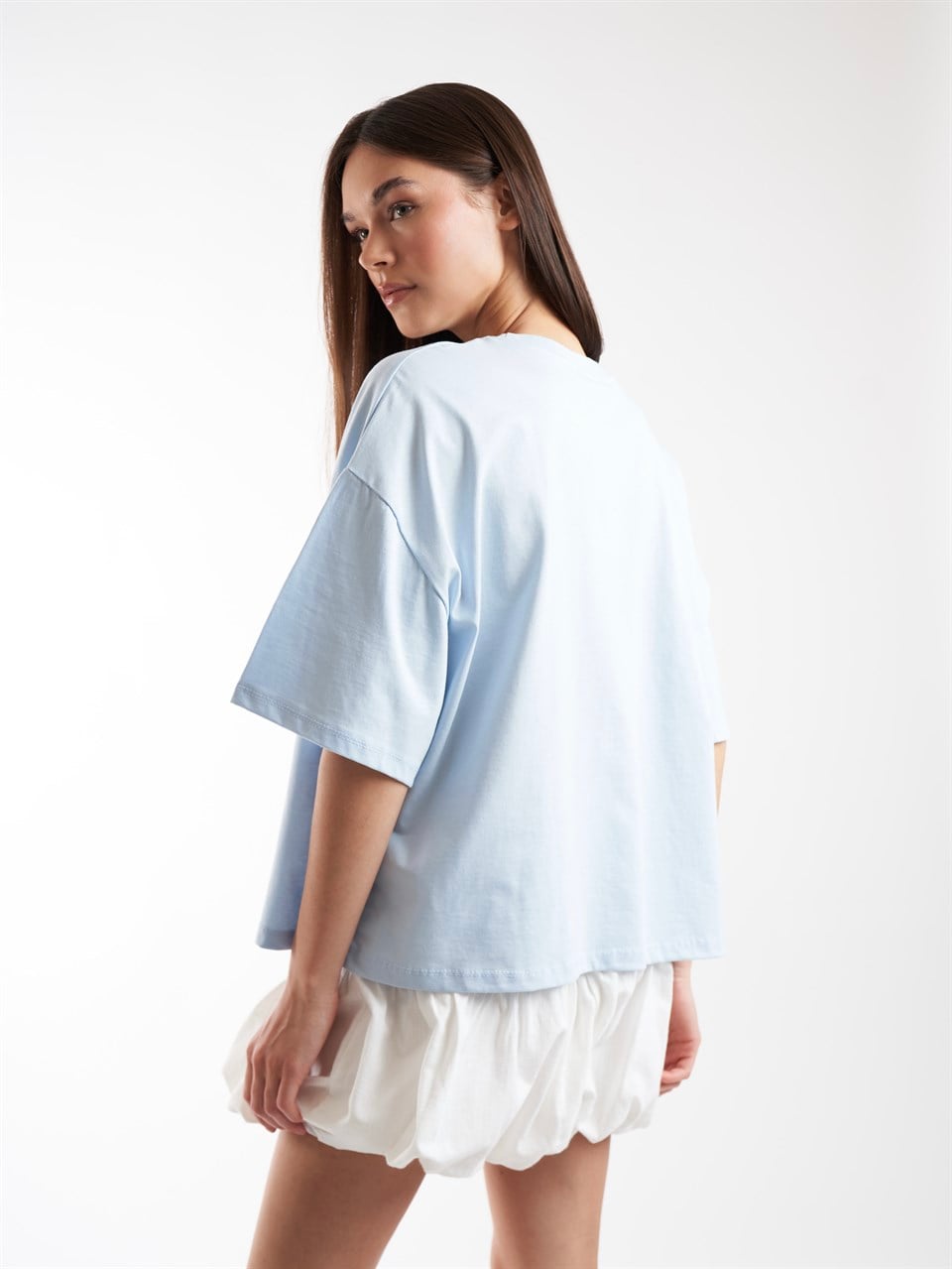 Baskılı Kısa Kol T-shirt Mavi
