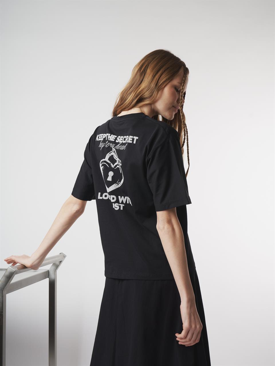 Baskılı Kısa Kol T-shirt Siyah