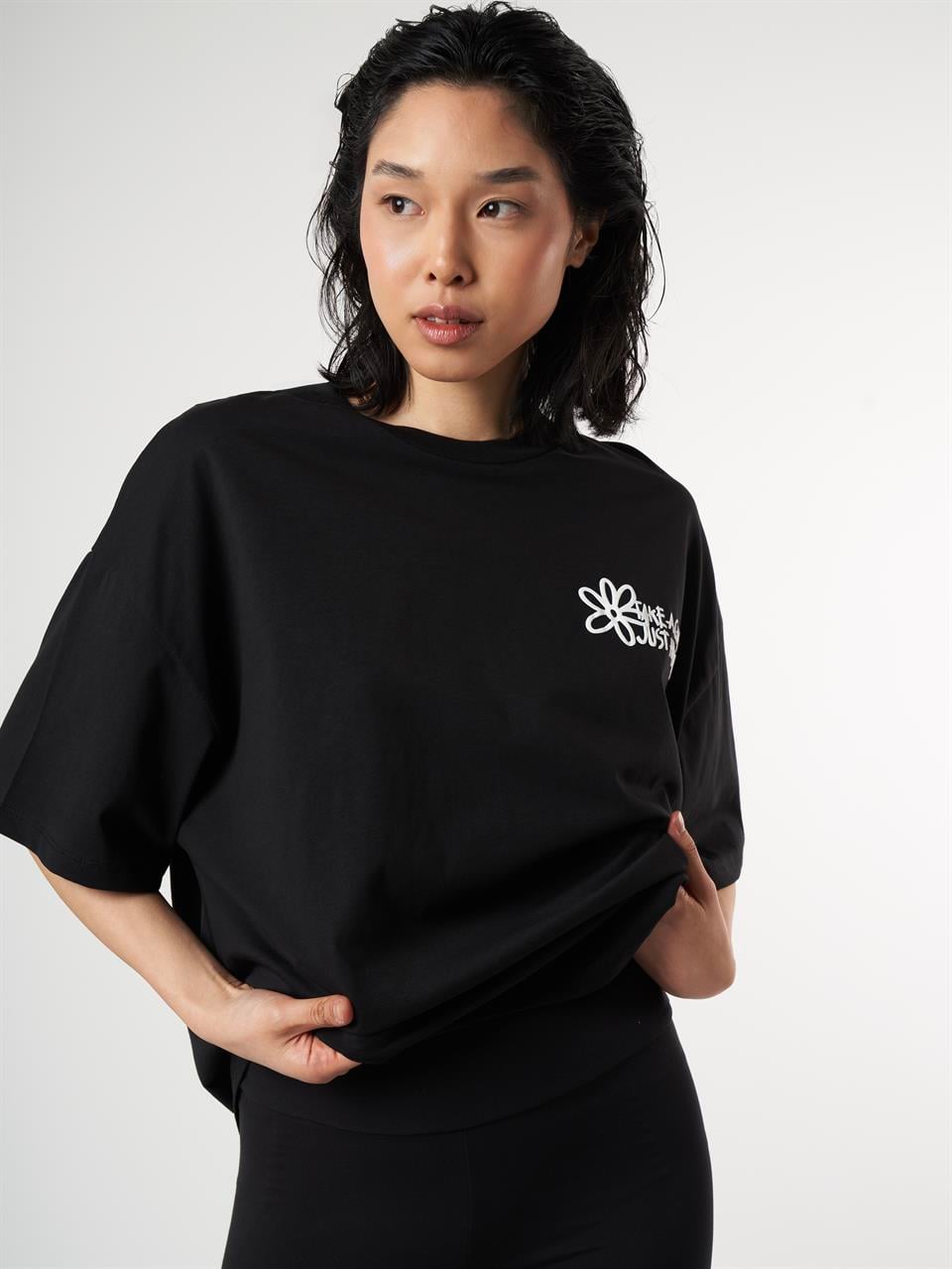 Baskılı Kısa Kol T-shirt Siyah