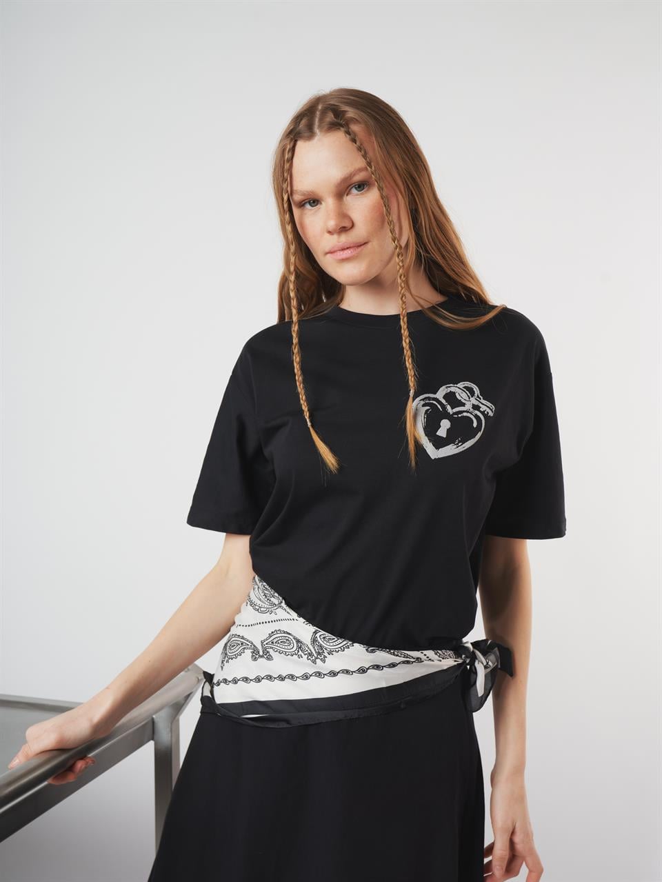 Baskılı Kısa Kol T-shirt Siyah