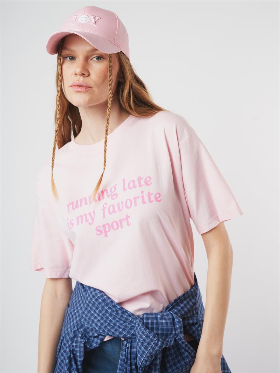 Baskılı Kısa Kol T-shirt Toz Pembe