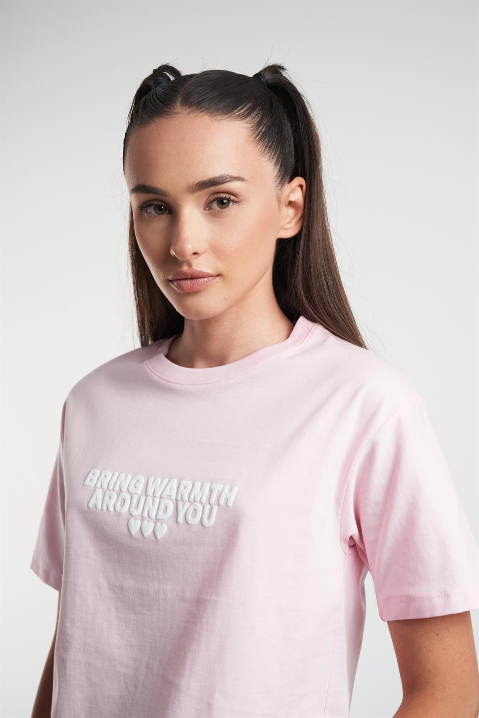 Baskılı Kısa Kol T-shirt Toz Pembe