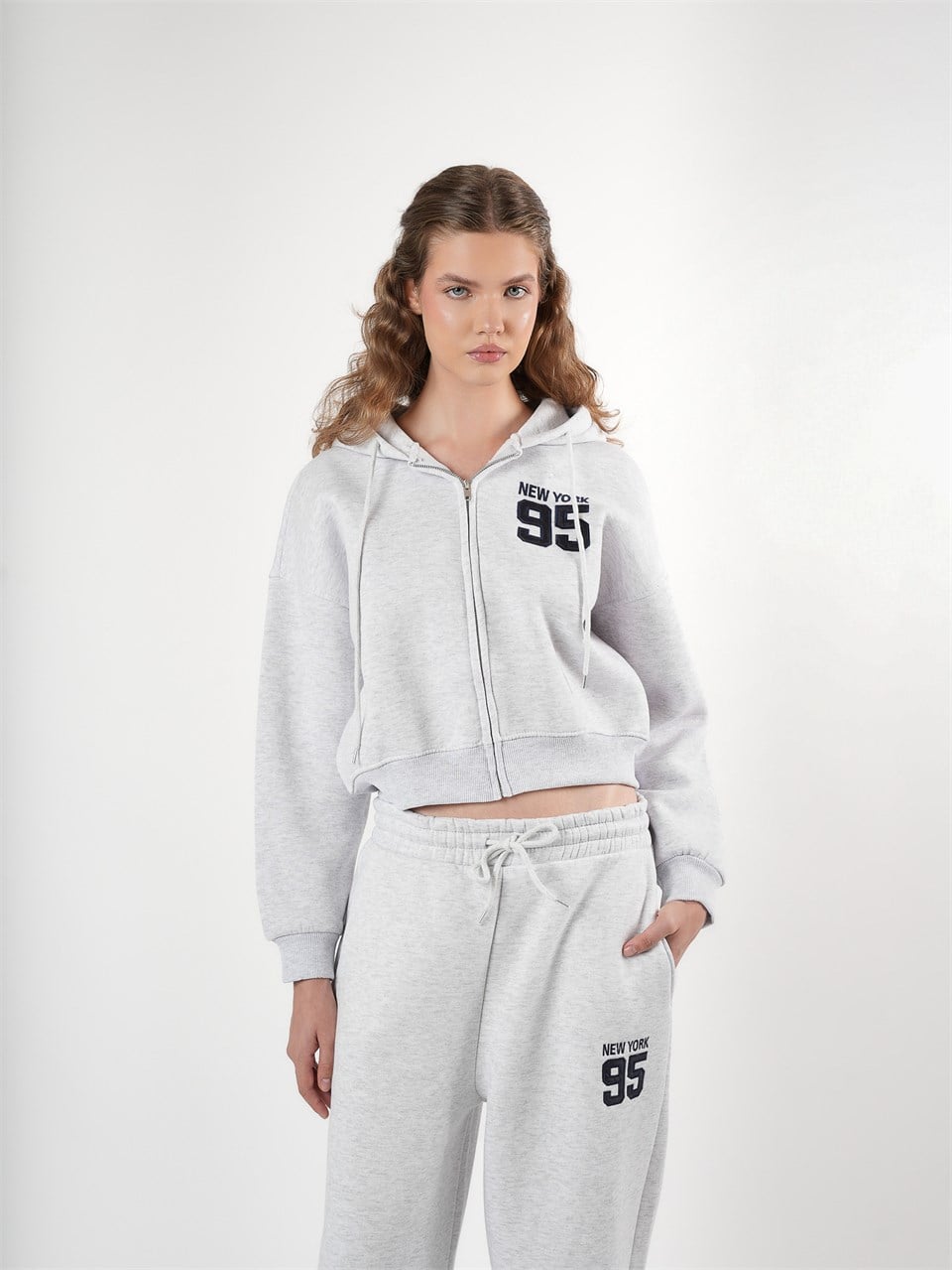 Baskılı Kısa Sweatshirt Karmelanj