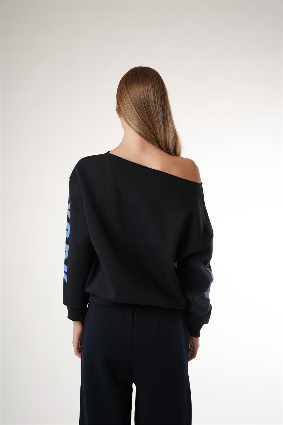 Baskılı Şardonlu Sweatshirt Koyu Lacivert