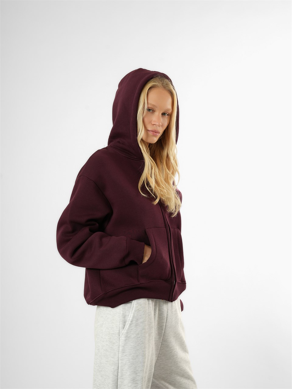 Baskılı Sweatmont Mürdüm