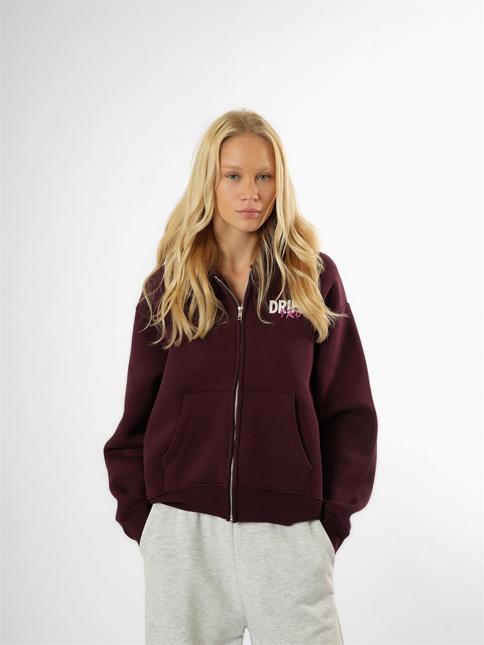 Baskılı Sweatmont Mürdüm