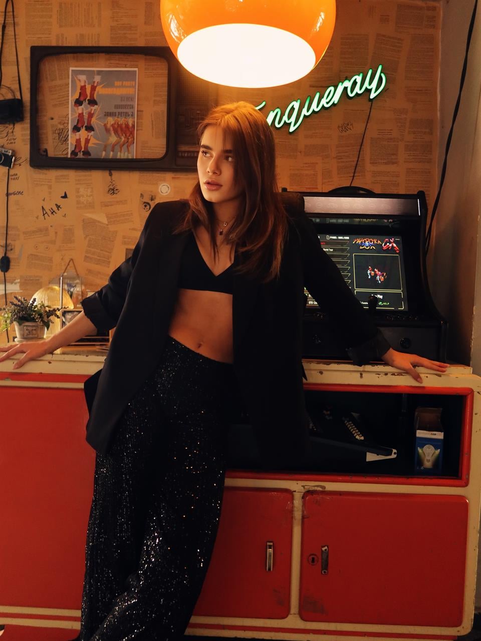 Bel İçi Lastik Pullu Bol Paça Pantolon Siyah