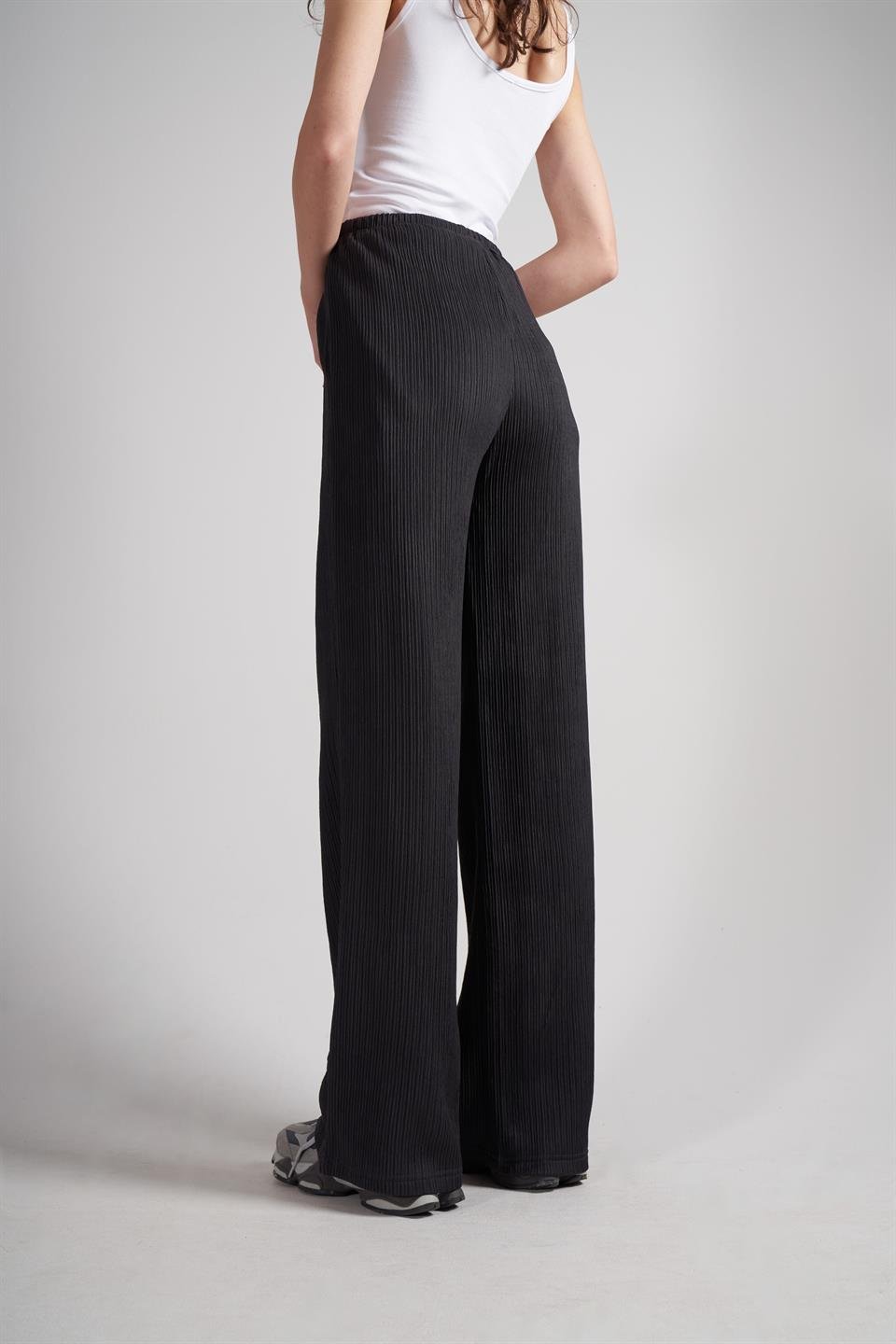 Bel İnce Bağlama Cepli Bol Paça Pantolon Antrasit