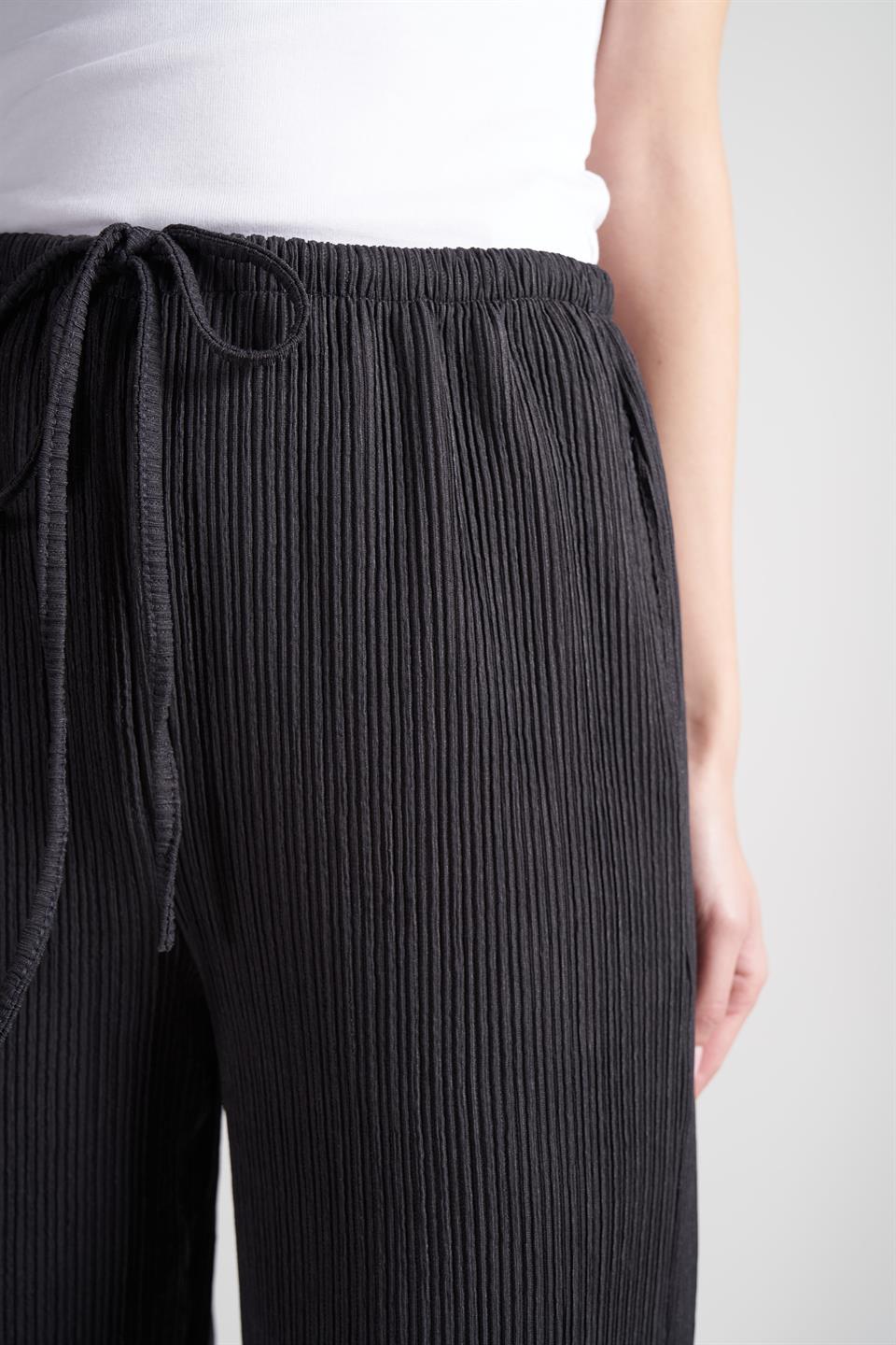 Bel İnce Bağlama Cepli Bol Paça Pantolon Antrasit