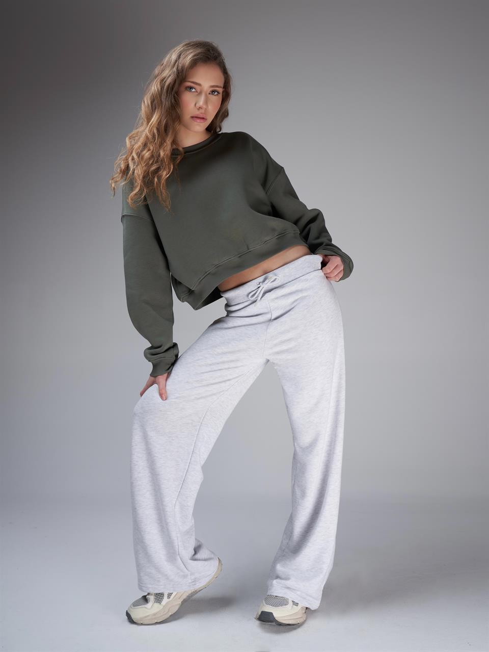 Bel Lastik Bağlama Bol Paça Pantolon Karmelanj