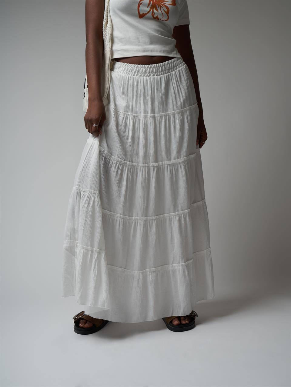 Astarlı Uzun Etek Ekru