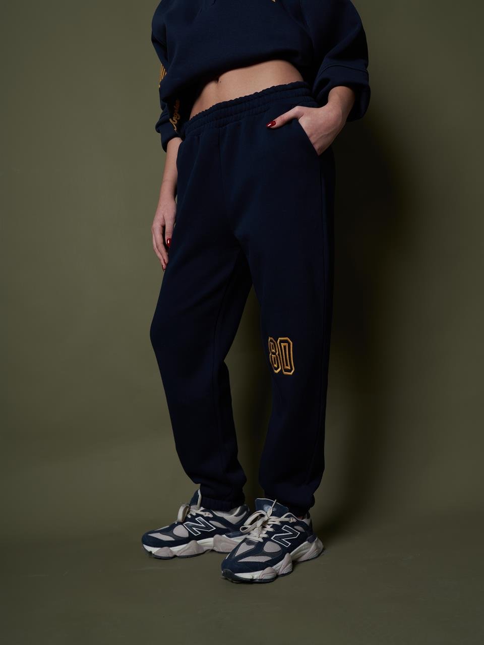 Bel Paça Lastik Şardonlu Eşofman Altı Lacivert