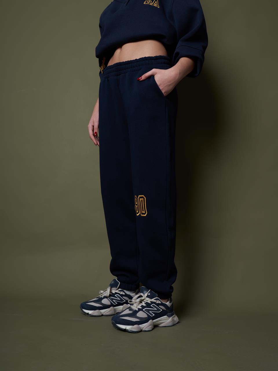 Bel Paça Lastik Şardonlu Eşofman Altı Lacivert