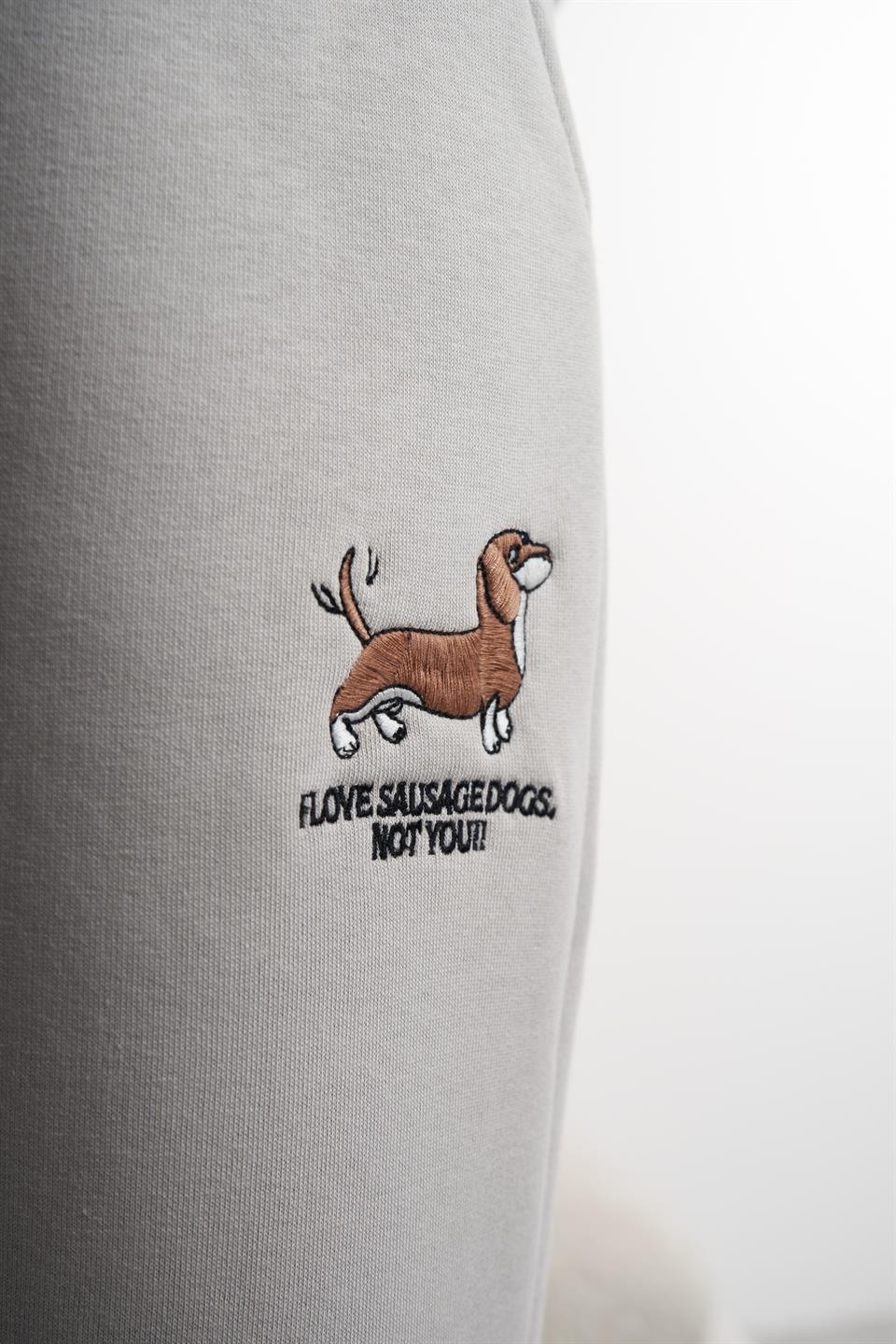 Bel Paça Lastik Şardonlu Eşofman Altı Açık Gri