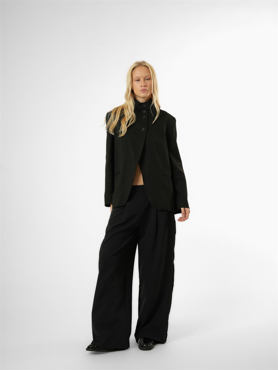 Biye Detaylı Blazer Ceket Siyah