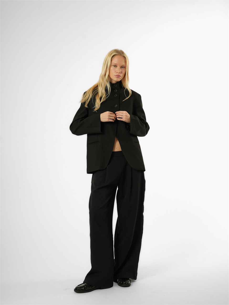 Biye Detaylı Blazer Ceket Siyah