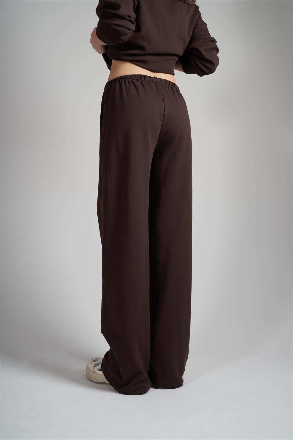 Bol Paça İnterlok Kumaş Pantolon Kahve