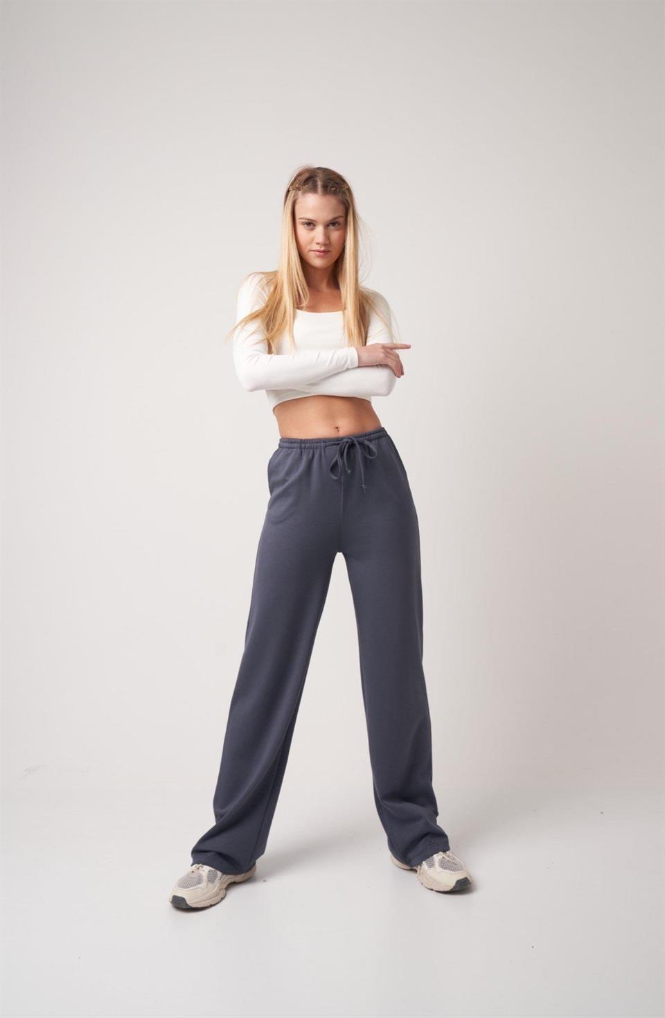 Bol Paça Modal Pantolon Füme