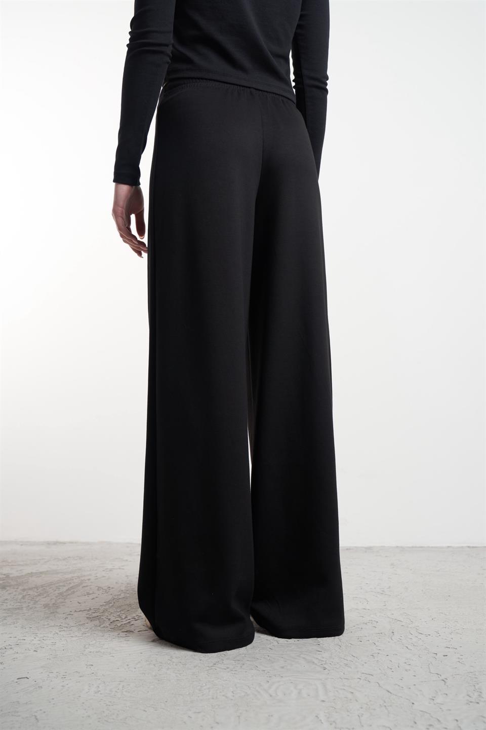 Bol Paça Modal Pantolon Siyah