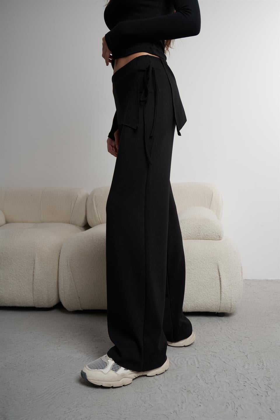 Bol Paça Modal Pantolon Siyah