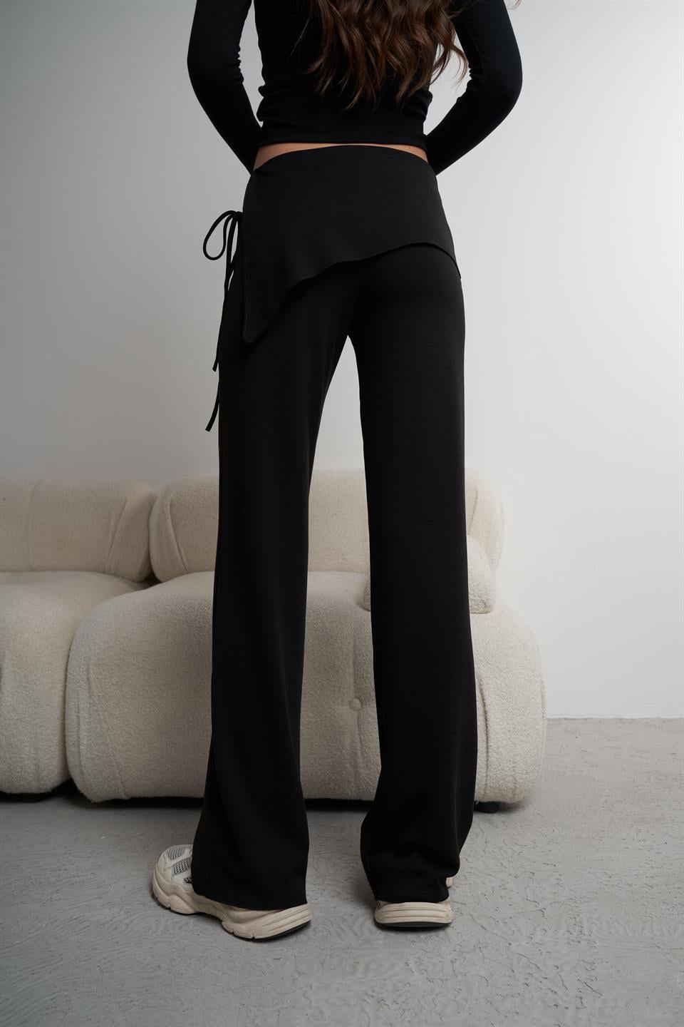 Bol Paça Modal Pantolon Siyah