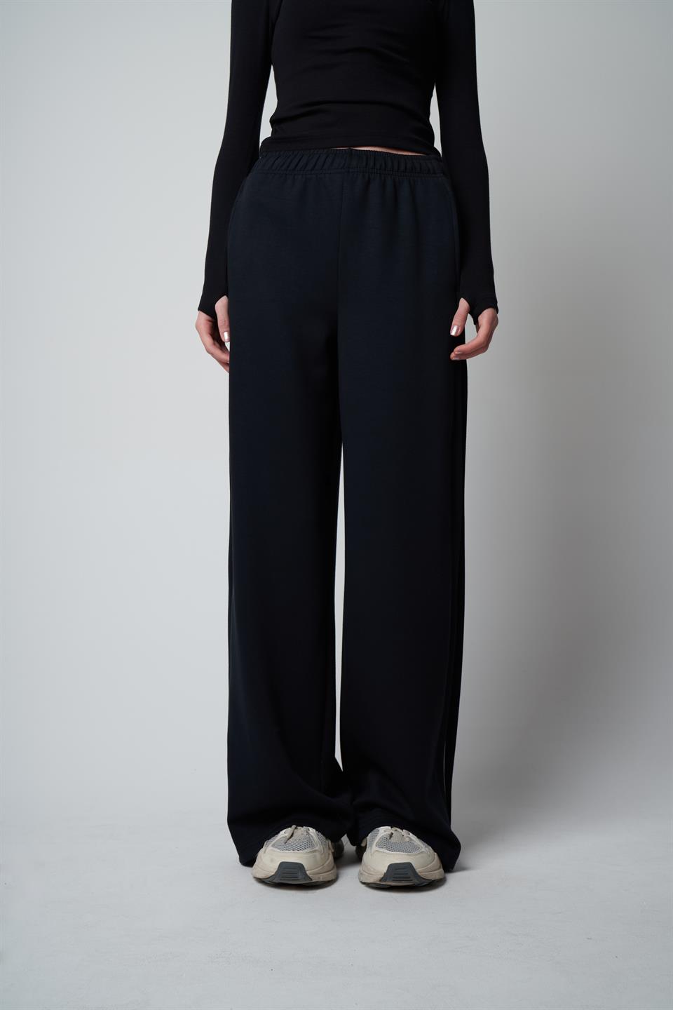 Bol Paça Modal Pantolon Siyah