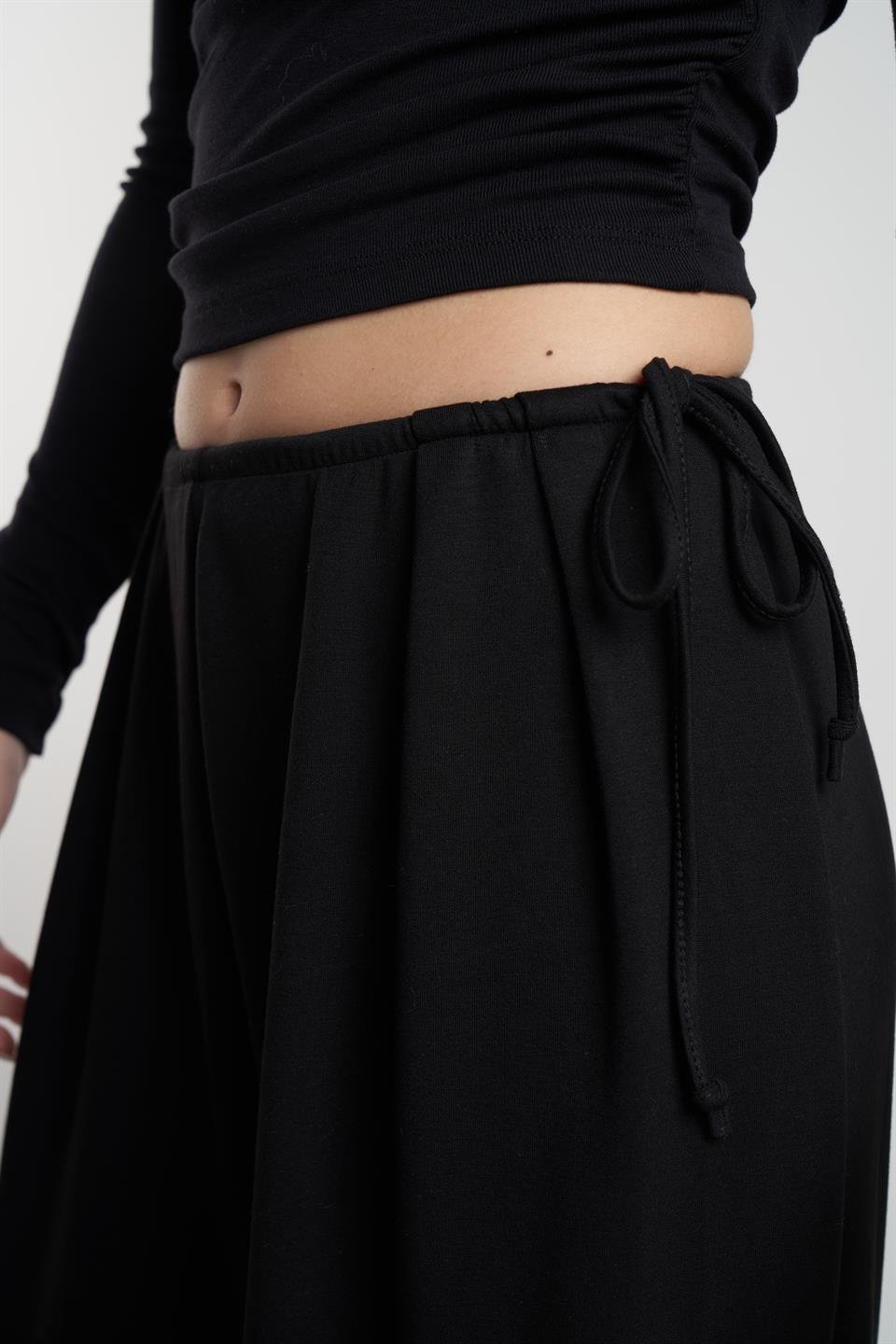 Bol Paça Modal Pantolon Siyah