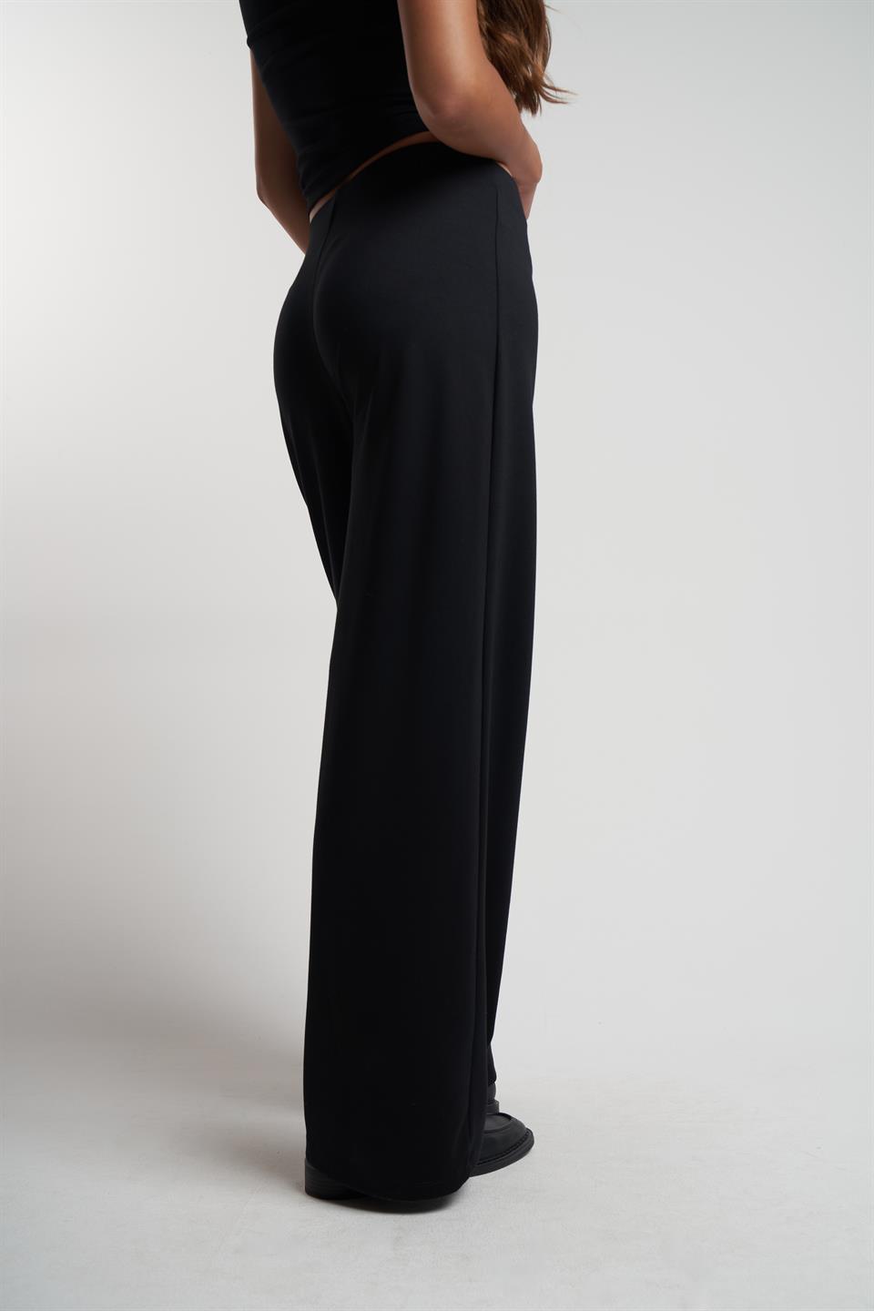 Bol Paça Modal Pantolon Siyah