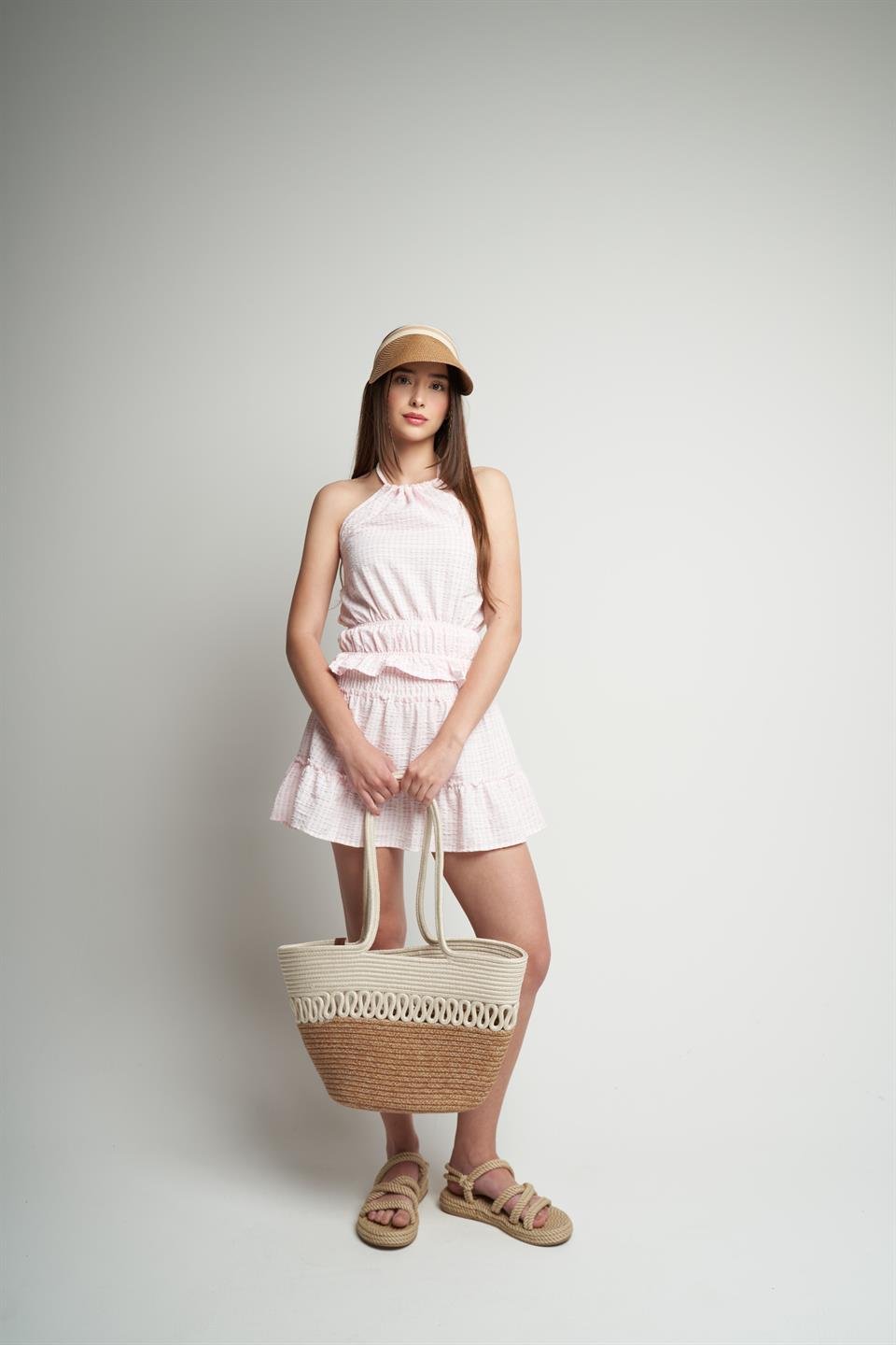 Büyük Hasır Çanta Krem