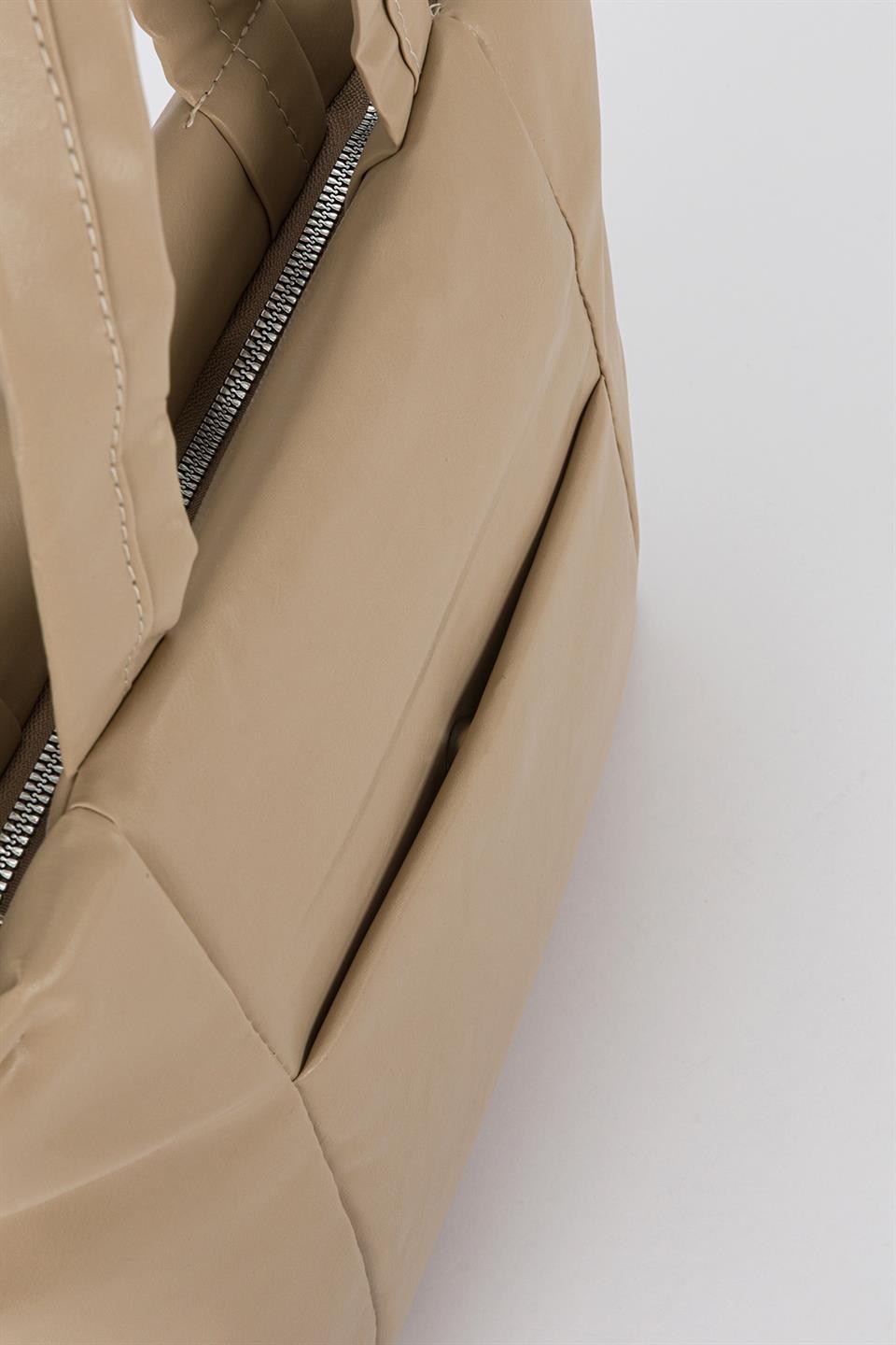 Büyük Soft Deri Omuz Çantası Vizon