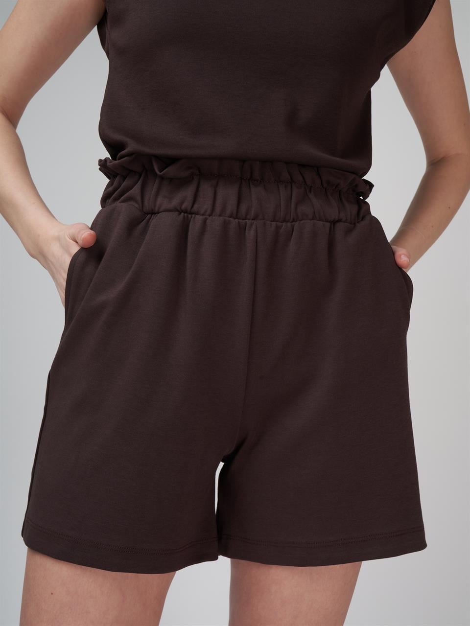 Cepli Kısa Şort Kahve