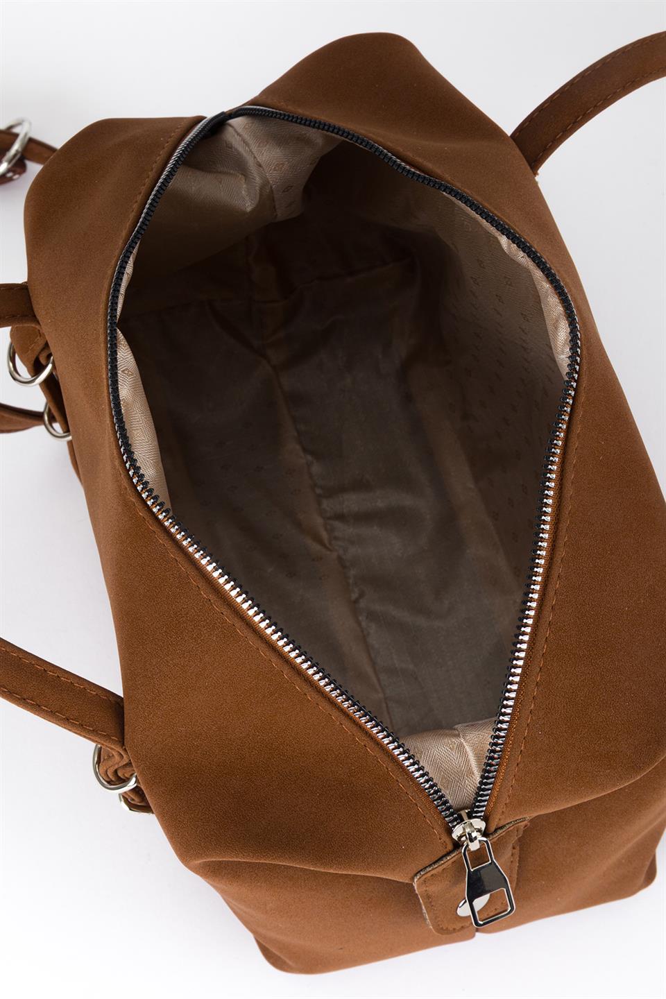 Charmlı Süet Omuz Çantası Taba