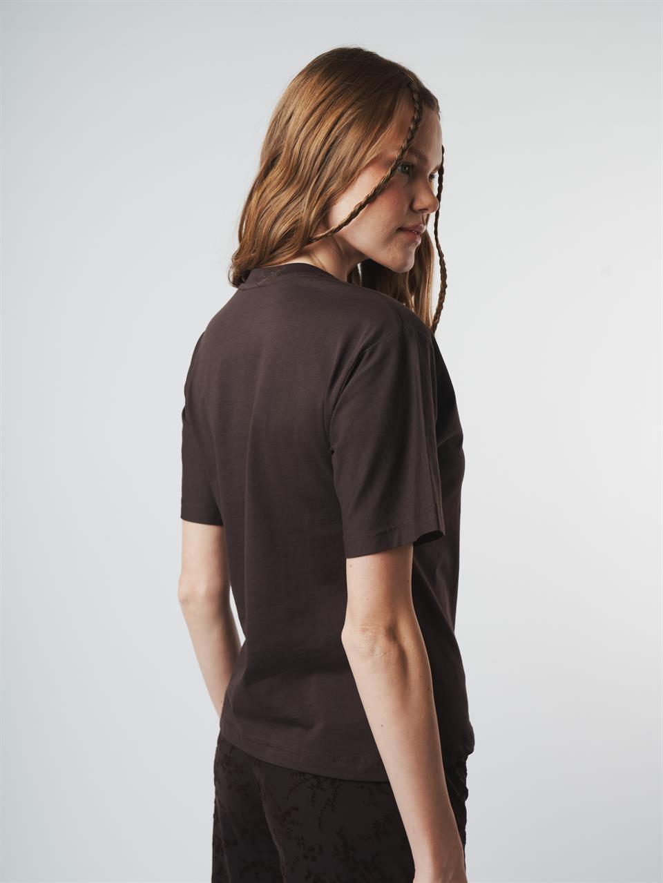 Baskılı Kısa Kol T-shirt Kahve
